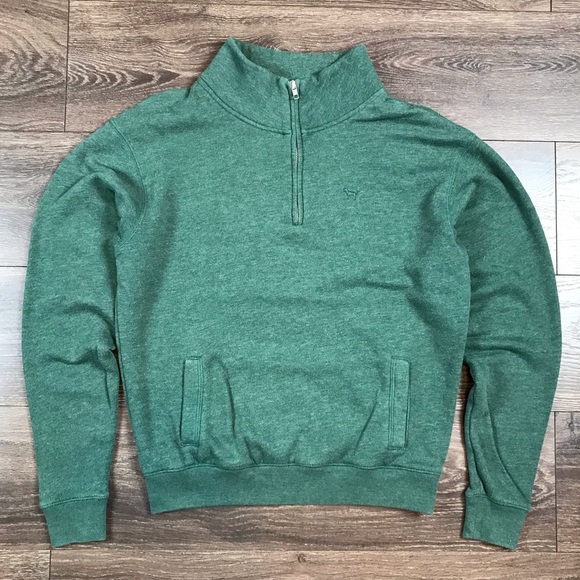 PINK Victoria’s Secret Women’s 1/4 Zip Green Mock Neck PINK Carpet Logo Sweater - Picture 5 of 8